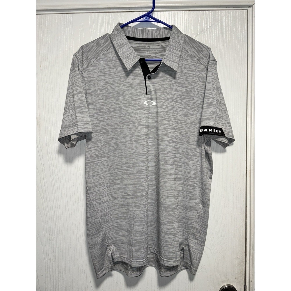 Oakley‎ Polo Shirt Mens Large Gray Short Sleeve Golf Regular Fit